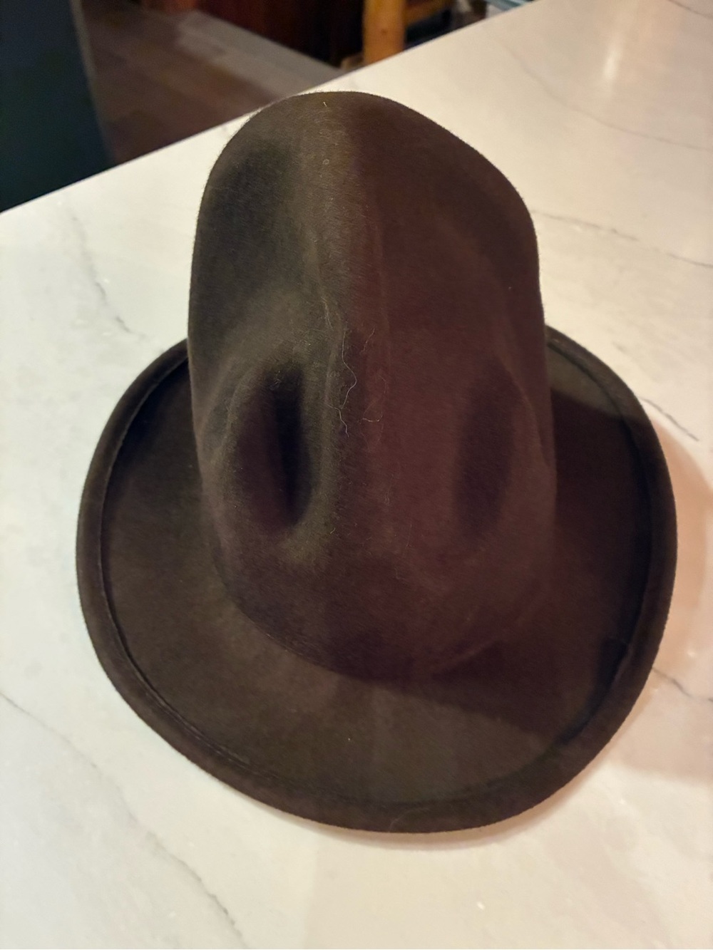 Classic Felt Fedora Hat - Dark Brown